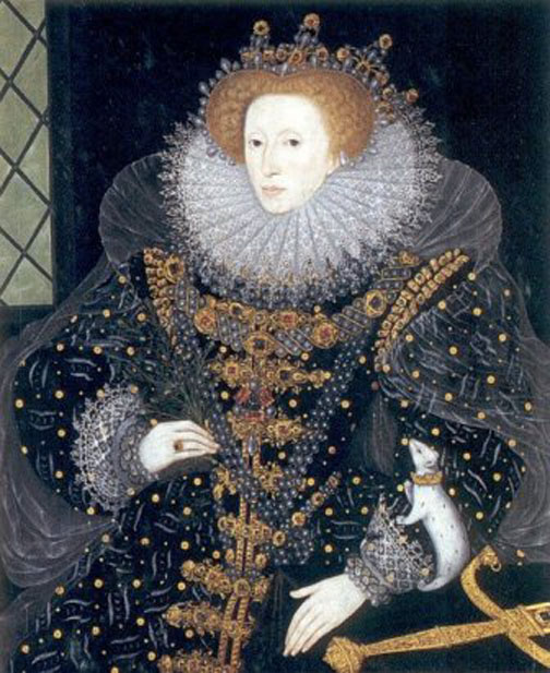 královna Alžběta I se svojí fretkou, zdroj http://en.wikipedia.org/wiki/Portraiture_of_Elizabeth_I_of_England